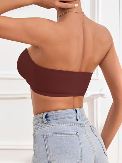 Women's Front Closure Tube Bralette Strapless No Padded Wireless Bandeau Bra VioletRed