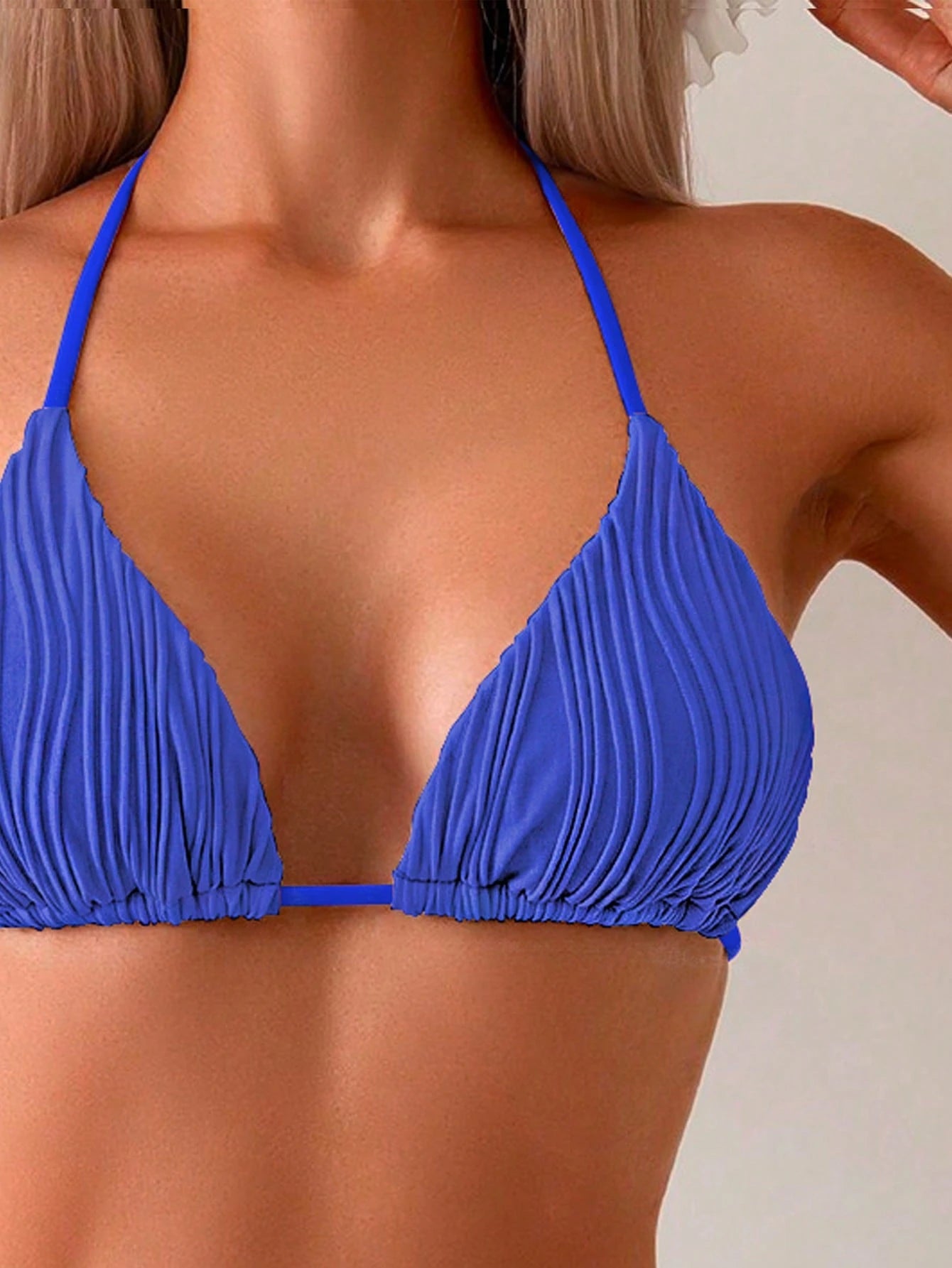 Beach Ladies Backless Two Piece Sexy Bikini Set Blue