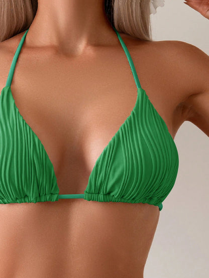 Beach Ladies Backless Two Piece Sexy Bikini Set Green