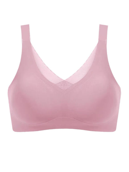 V-neck Seamless Comfort Everyday T-Shirt Wireless Bra Pink