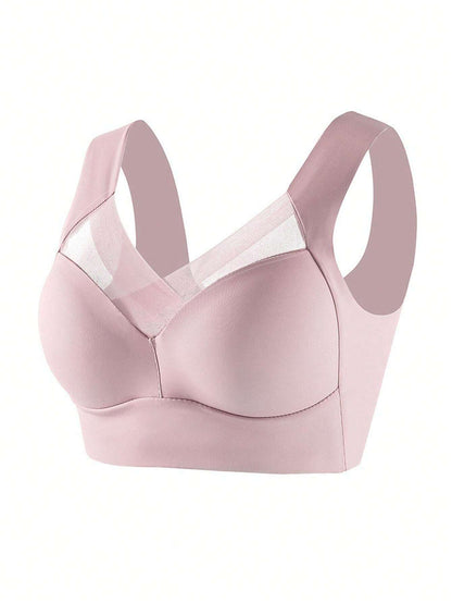 Women's Mesh Seamless Smooth Comfort Wire Free Bra  Pink