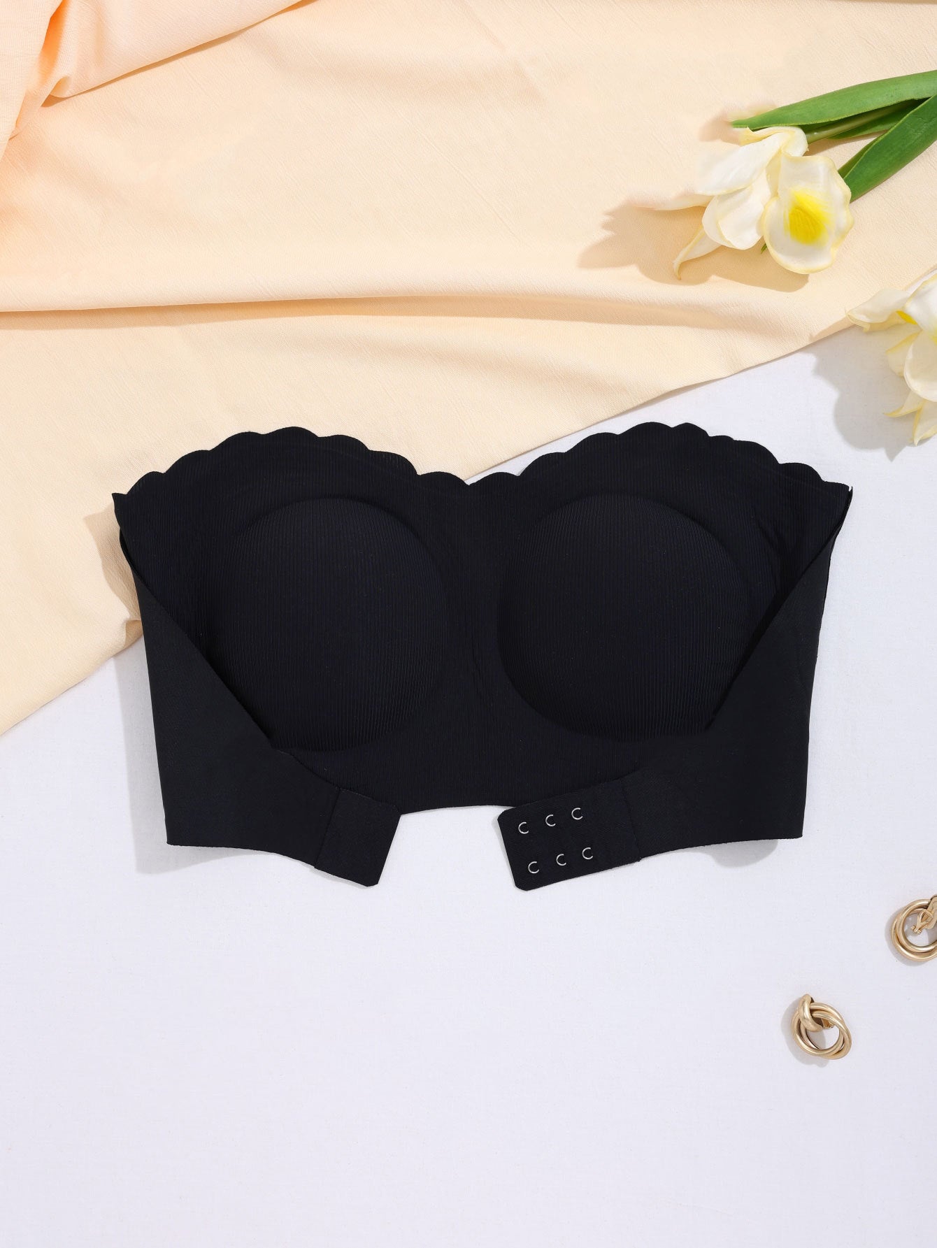 Wire-free Comfort Pleated Bandeau Bra Black