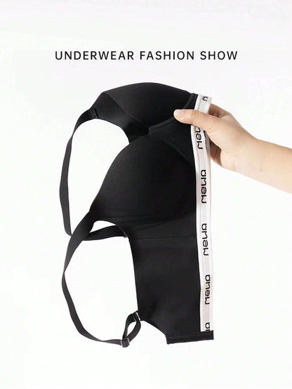 Seamless Push-Up Anti-Sagging Soft Support Wire-Free Bra Black