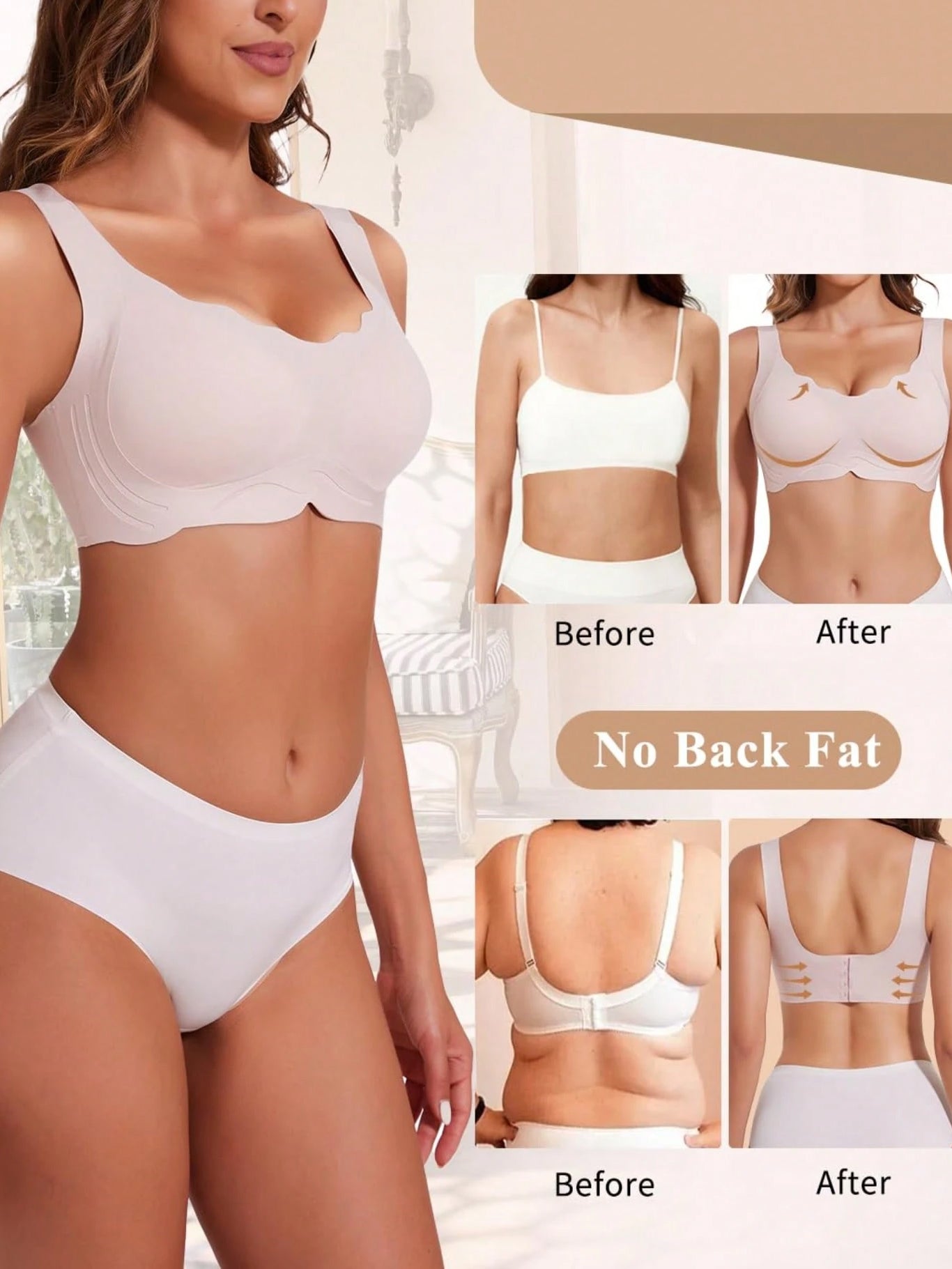 Wireless No Underwire Push Up Seamless Bralettes Full Coverage Everyday Bra