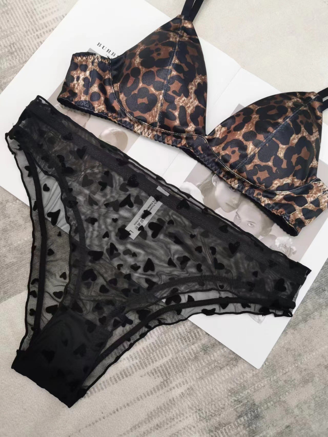 Sexy French Seamless Satin Wireless Triangle Bra Set