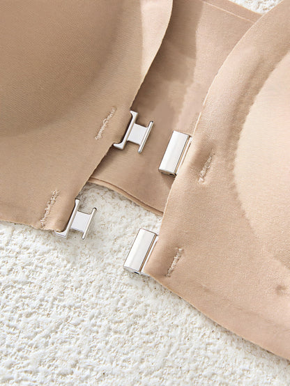 Seamless Front Closure Lift Bra with Breathable Detachable Shoulder Straps and Beautiful Back Cornsilk