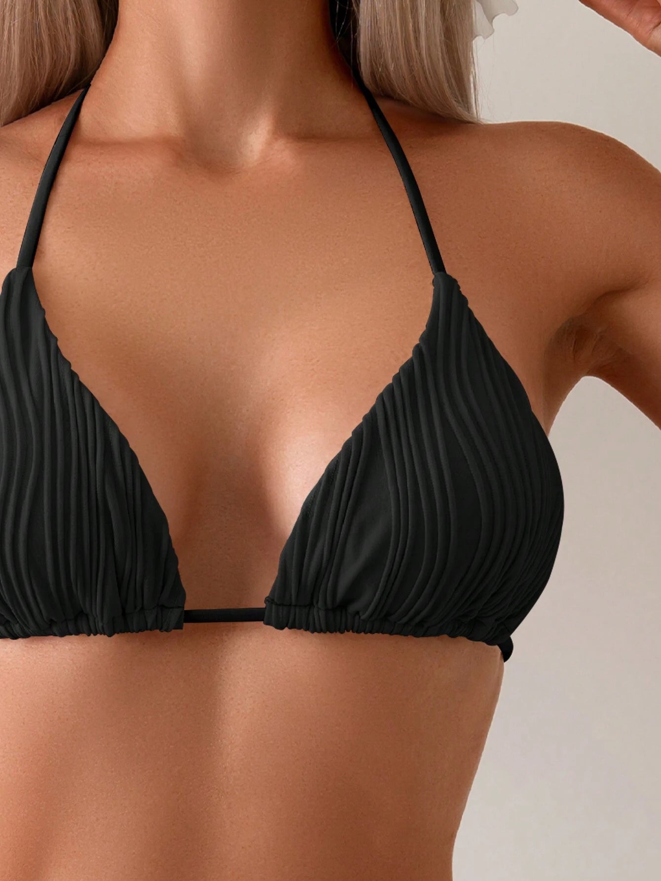 Beach Ladies Backless Two Piece Sexy Bikini Set Black