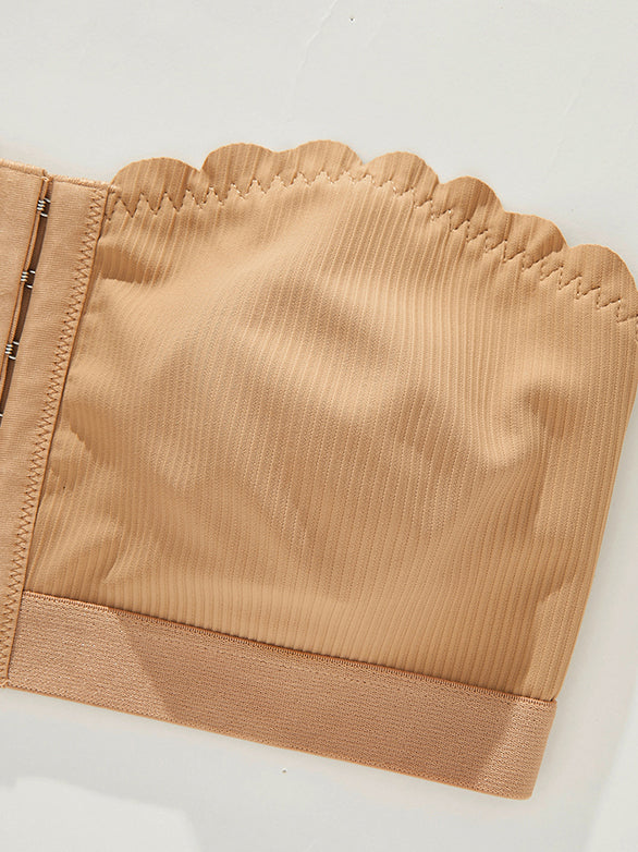 Seamless Breathable Strapless Bandeau with Wave Edge & Front Closure