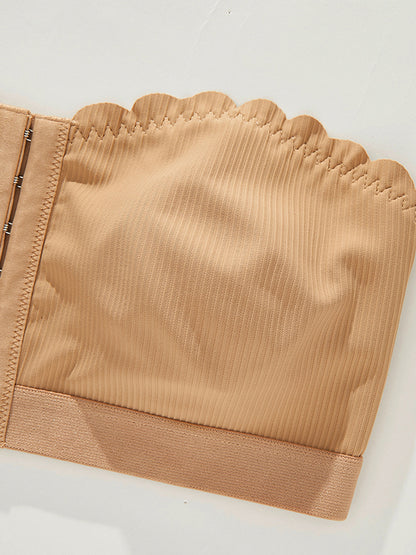 Seamless Breathable Strapless Bandeau with Wave Edge & Front Closure