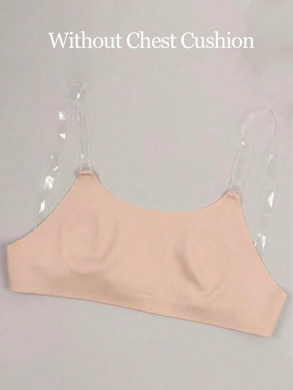 Invisible Transparent Tape Backless Strapless Wireless Bandeau Bra Ivory