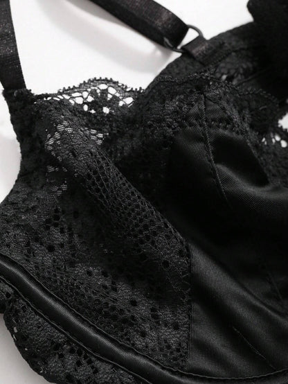Sexy Pure Desire Women's Half Cup French Thin Lace Bra Black