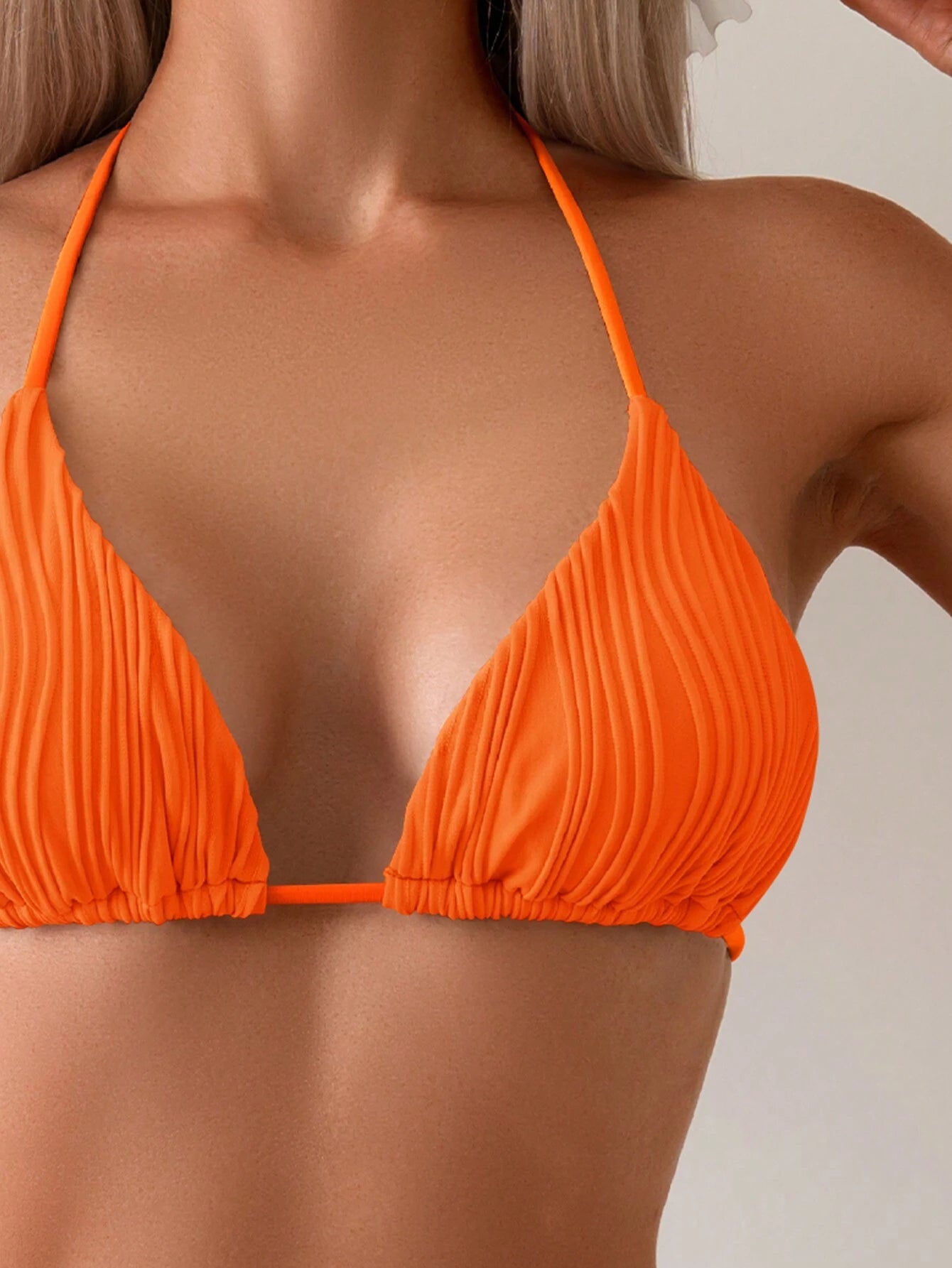 Beach Ladies Backless Two Piece Sexy Bikini Set Orange