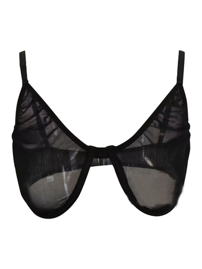 Sexy See-Through Mesh Seamless Bra Black