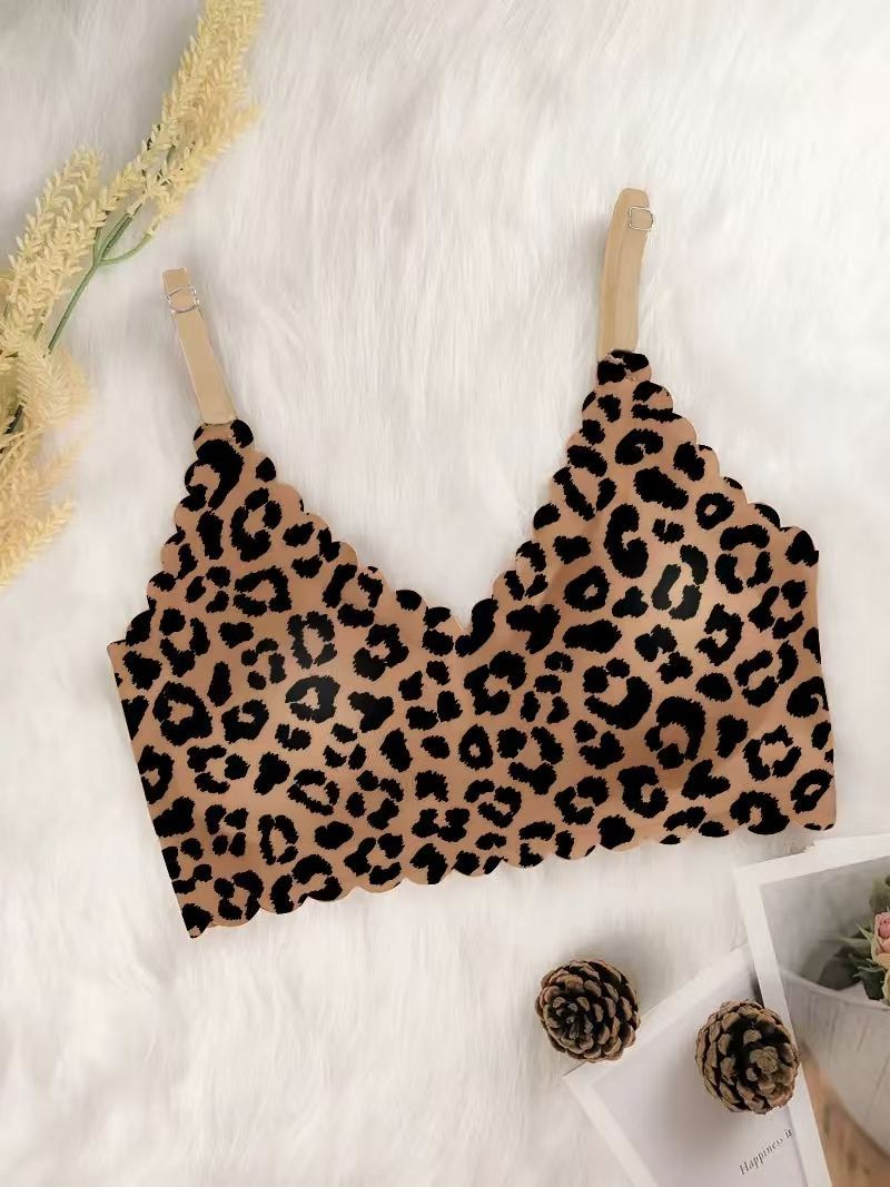 Sexy Leopard Print Wireless Push-Up Seamless Bra