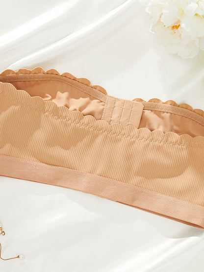 Seamless Breathable Strapless Bandeau with Wave Edge & Front Closure