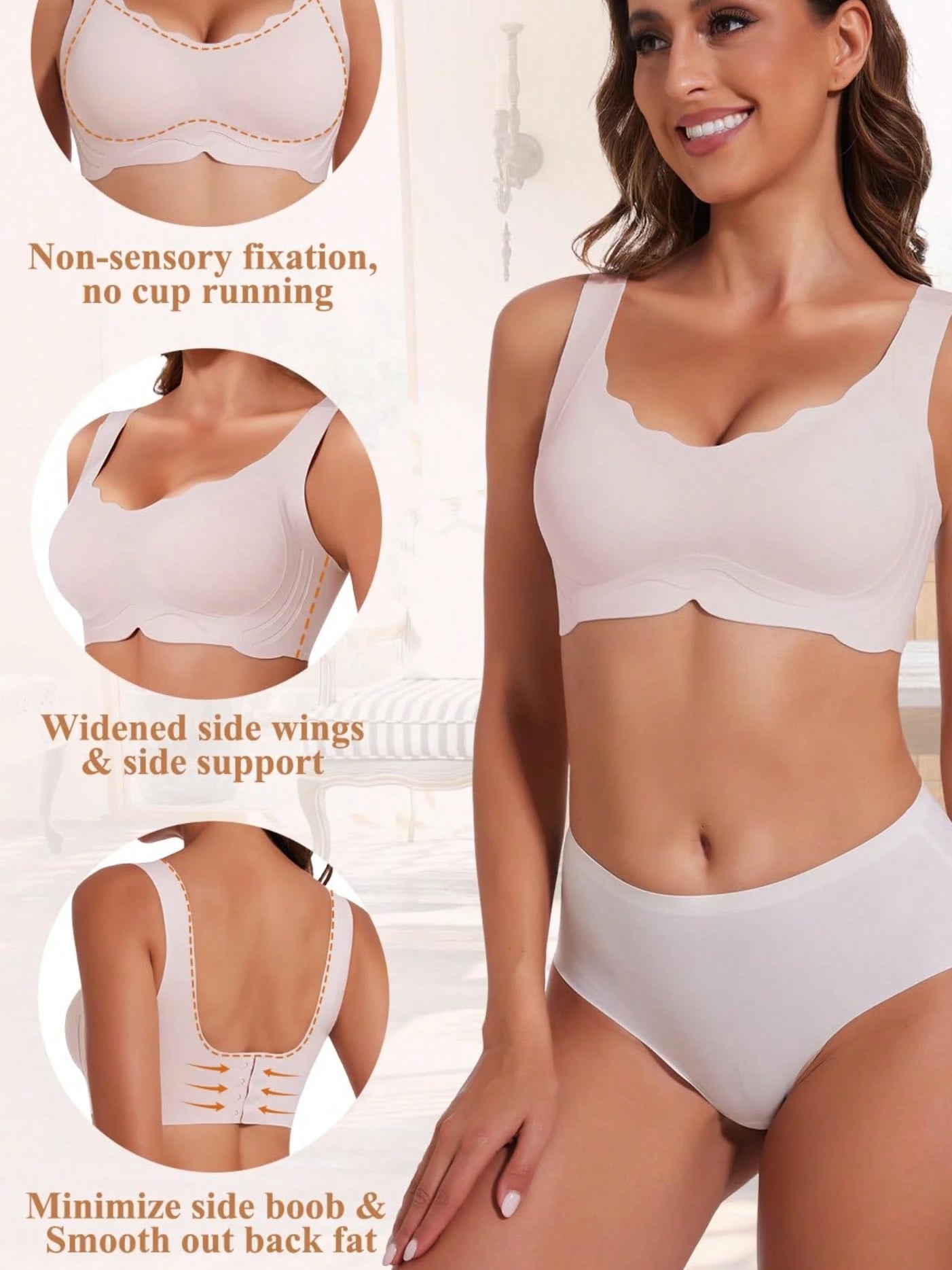Wireless No Underwire Push Up Seamless Bralettes Full Coverage Everyday Bra