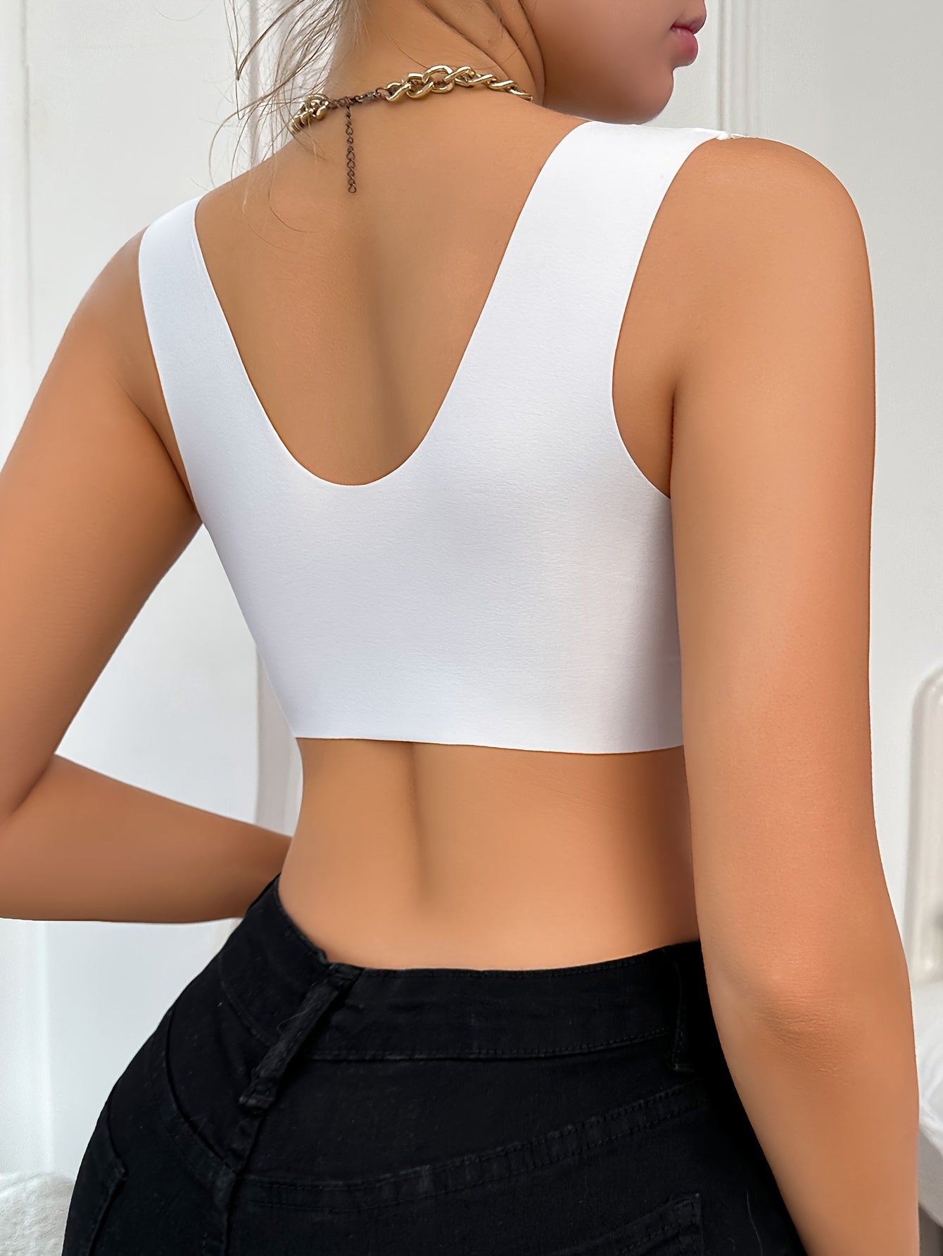 Lace Tank Bra with Front Closure and Anti-Sagging Support