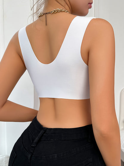 Lace Tank Bra with Front Closure and Anti-Sagging Support