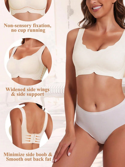 Wireless No Underwire Push Up Seamless Bralettes Full Coverage Everyday Bra White