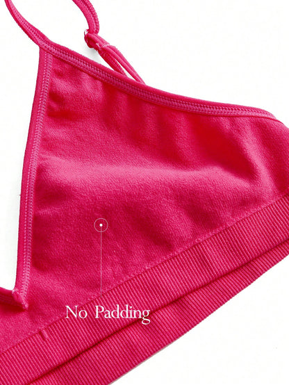Seamless Strapless Wire-Free Breathable Comfortable Back Bra VioletRed