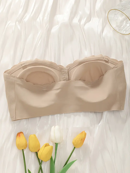Front Closure Wireless Strapless Bra Ivory