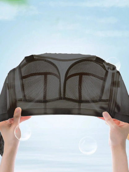 Seamless Non-Slip Strapless Plus Size Bustier Bra Black