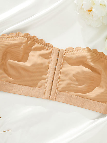 Seamless Breathable Strapless Bandeau with Wave Edge & Front Closure