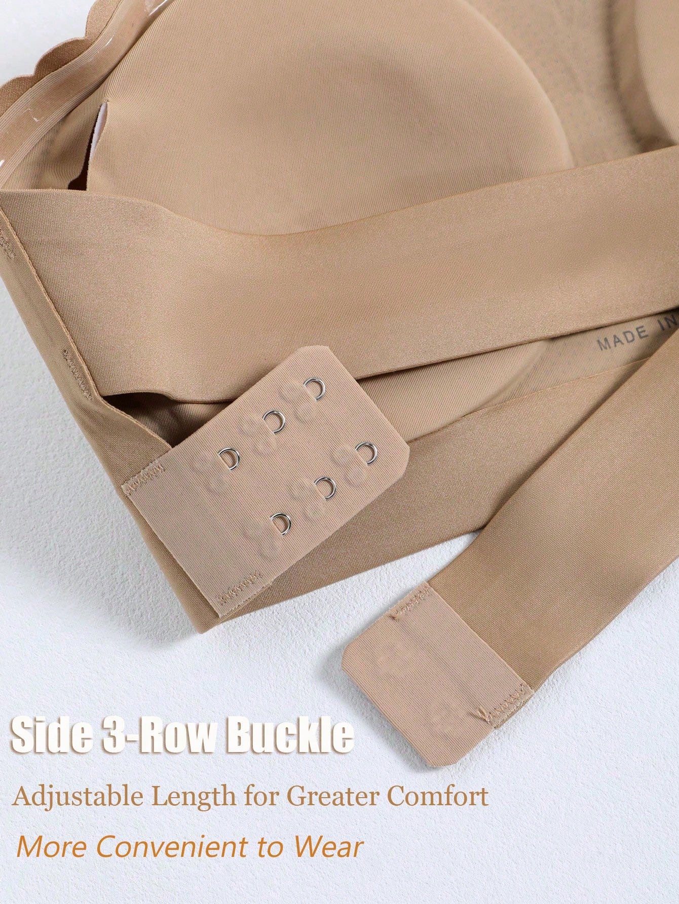 Women's Strapless Push-Up Seamless Wireless Side Closure Padded Adjustable Straps Underwear Tan
