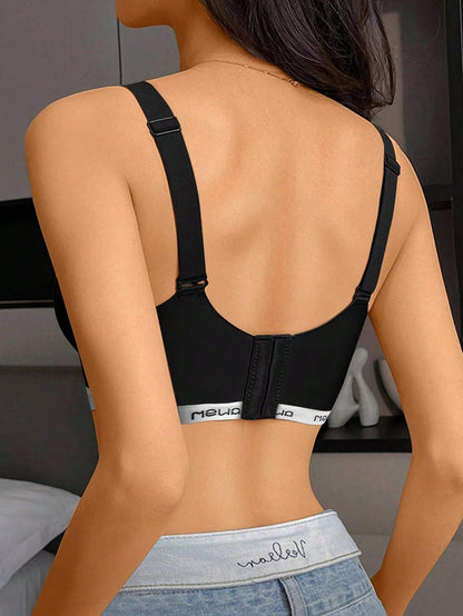 Seamless Push-Up Anti-Sagging Soft Support Wire-Free Bra Black