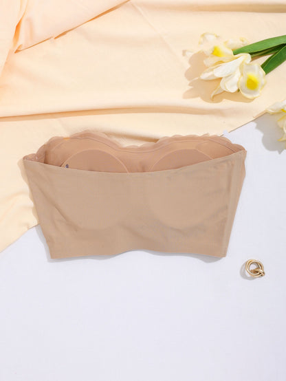 Wire-free Comfort Pleated Bandeau Bra Tan