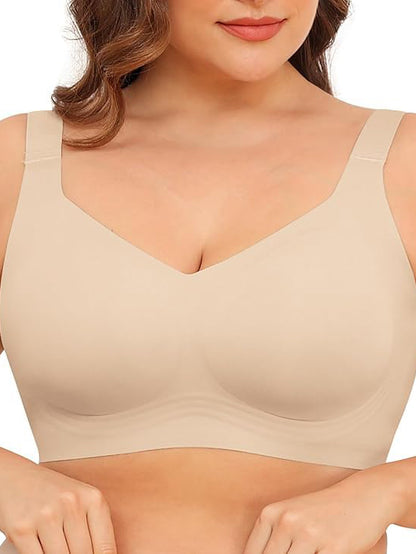 Sexy Seamless for Women Wireless Free Active V Neck Soft Full Coverage Comfort Bra