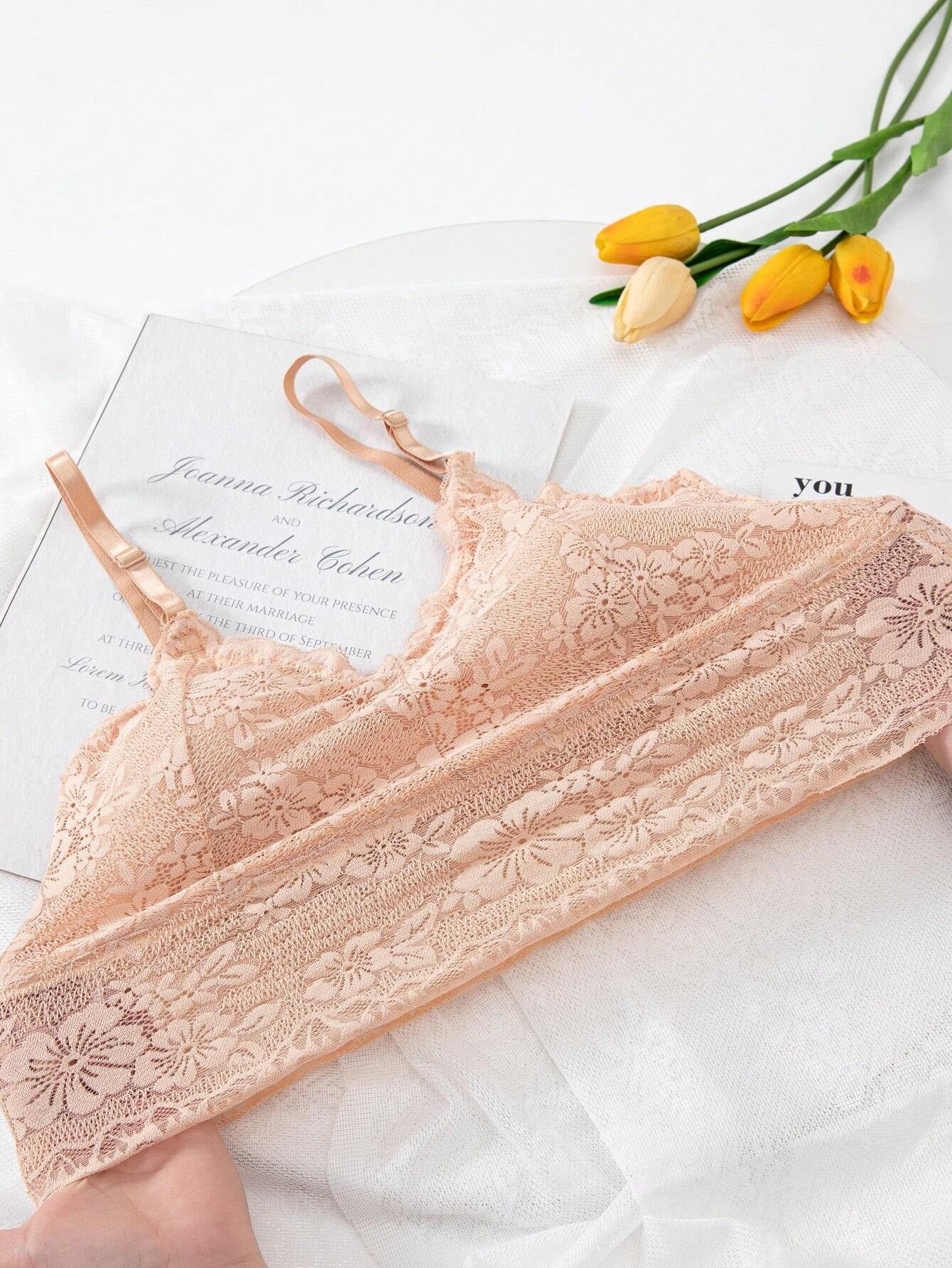 Lace Back Adjustable Straps Anti-Shine Camisole Bra Cornsilk