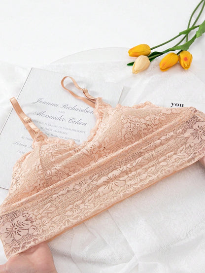 Lace Back Adjustable Straps Anti-Shine Camisole Bra Cornsilk
