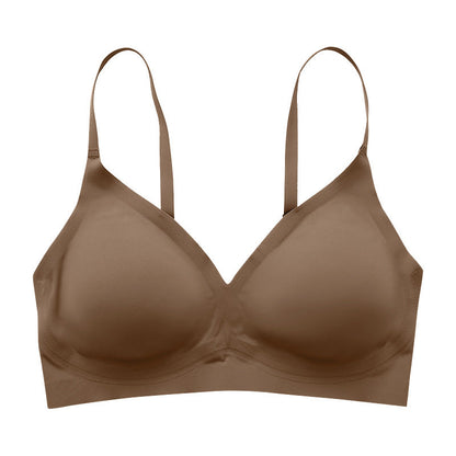 Solid Triangle Seamless Wireless Bra Milktea