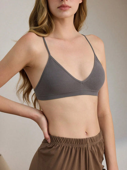 Seamless Strapless Wire-Free Breathable Comfortable Back Bra Gray