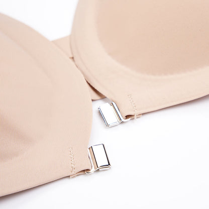 Comfortable Adjustable Straps Deep V Front Button Solid Color Wireless Bra Violet