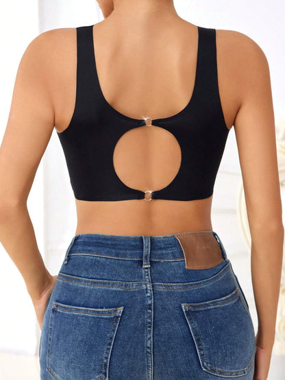 Seamless Ice Silk Sports Bra with Breathable Design and Side Support for a Sexy Back