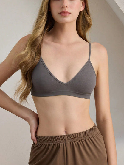 Seamless Strapless Wire-Free Breathable Comfortable Back Bra Gray