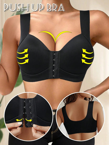 Front-Closure Push-Up Sexy Plus-Size Bra with Beautiful Back