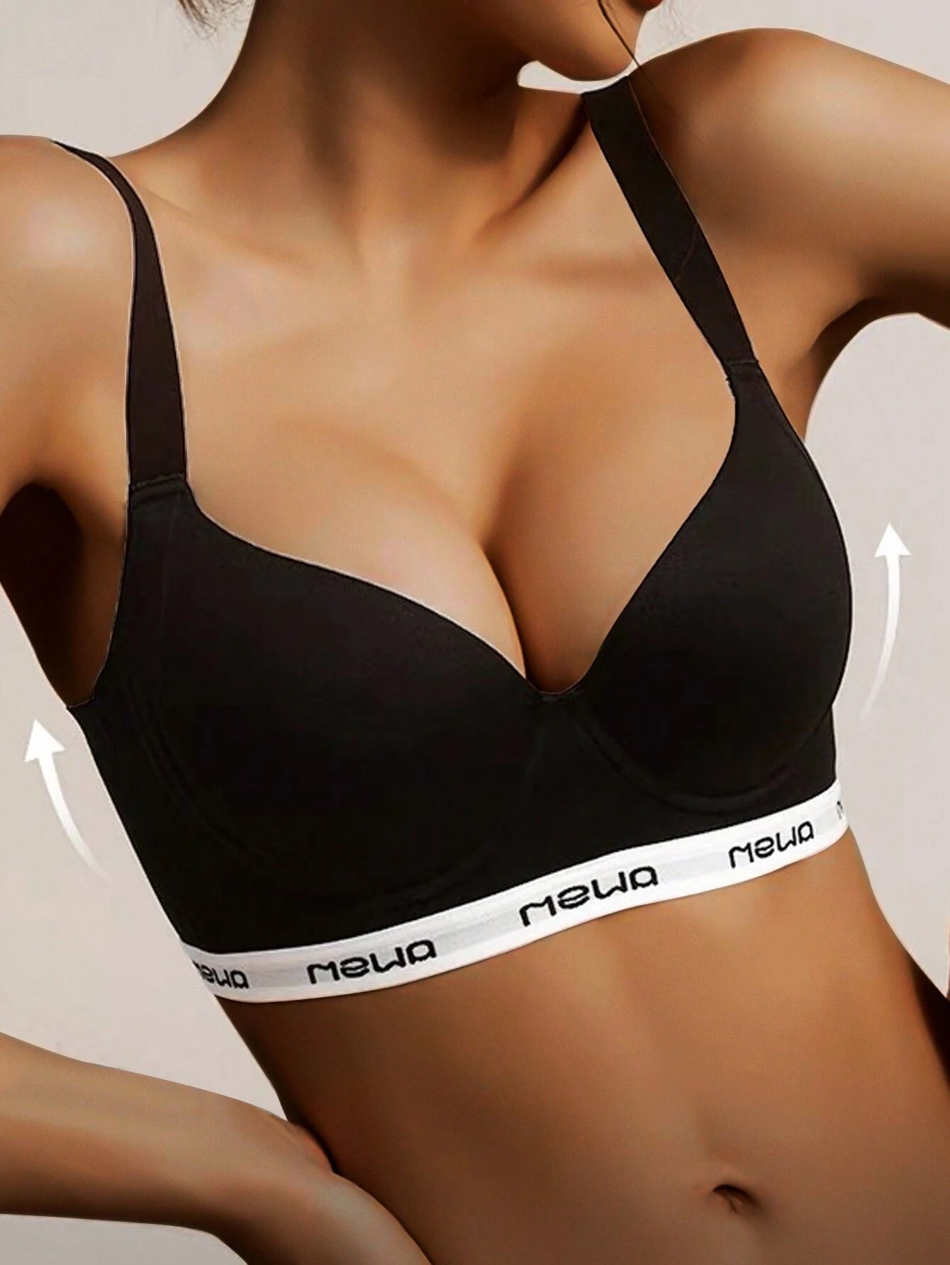 Seamless Push-Up Anti-Sagging Soft Support Wire-Free Bra Black
