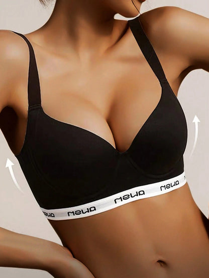 Seamless Push-Up Anti-Sagging Soft Support Wire-Free Bra Black