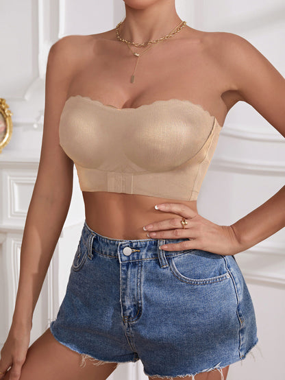 Wire-free Comfort Pleated Bandeau Bra Tan