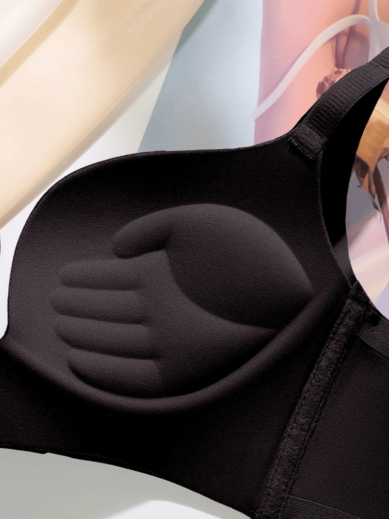 Front-Closure Seamless Push-Up Breathable Bralette Black