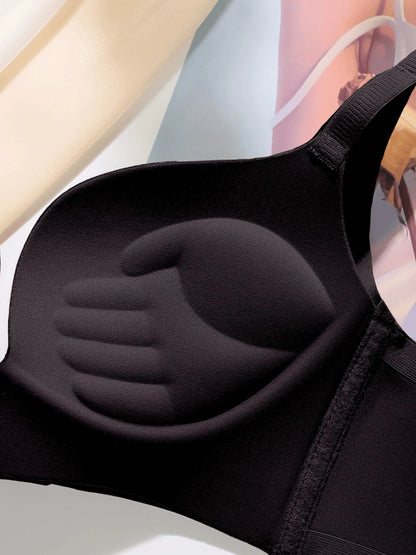 Front-Closure Seamless Push-Up Breathable Bralette Black