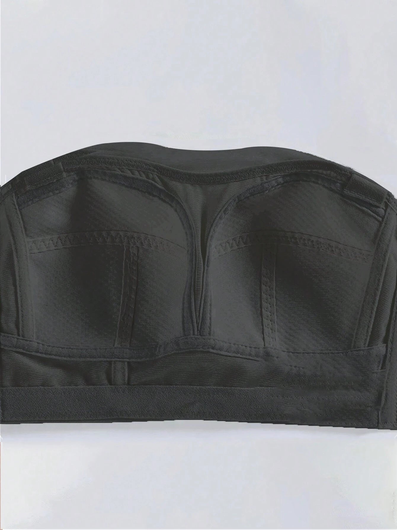 Seamless Non-Slip Strapless Plus Size Bustier Bra Black