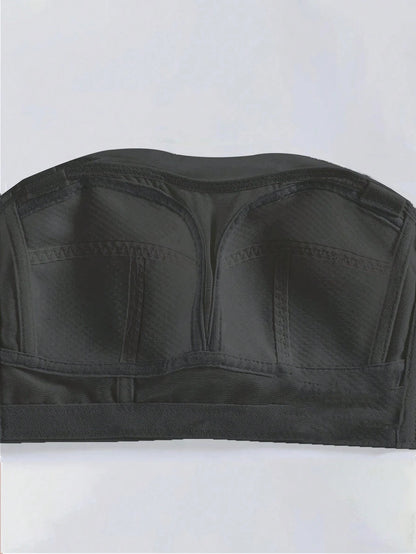 Seamless Non-Slip Strapless Plus Size Bustier Bra Black