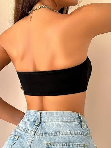 Women's Front Closure Tube Bralette Strapless No Padded Wireless Bandeau Bra