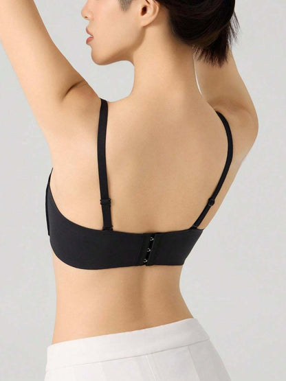 Front-Closure Seamless Push-Up Breathable Bralette Black