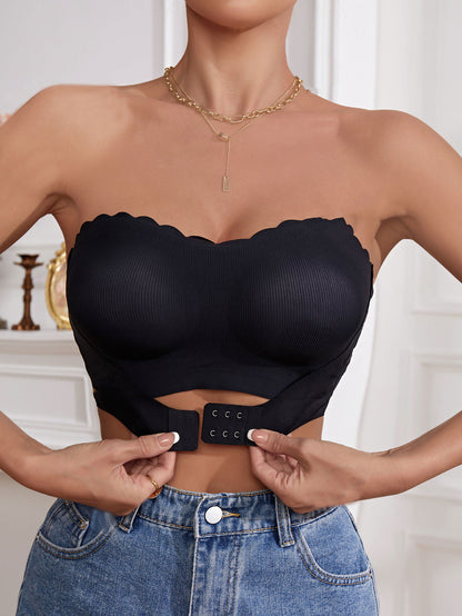 Wire-free Comfort Pleated Bandeau Bra Black