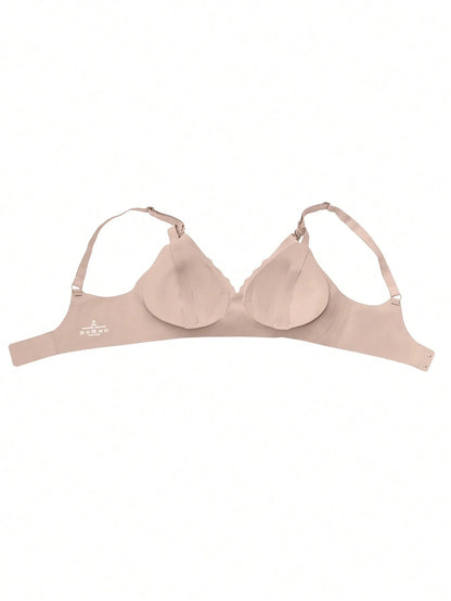 Soft Gel Seamless Wireless One-Piece Fixed Cup Nursing Bra Pink